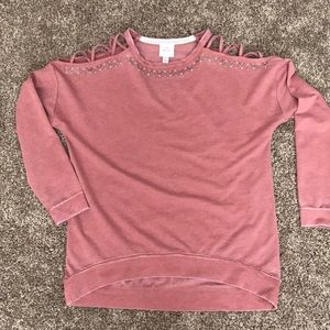 Mauve Shoulder Cut Out Pullover